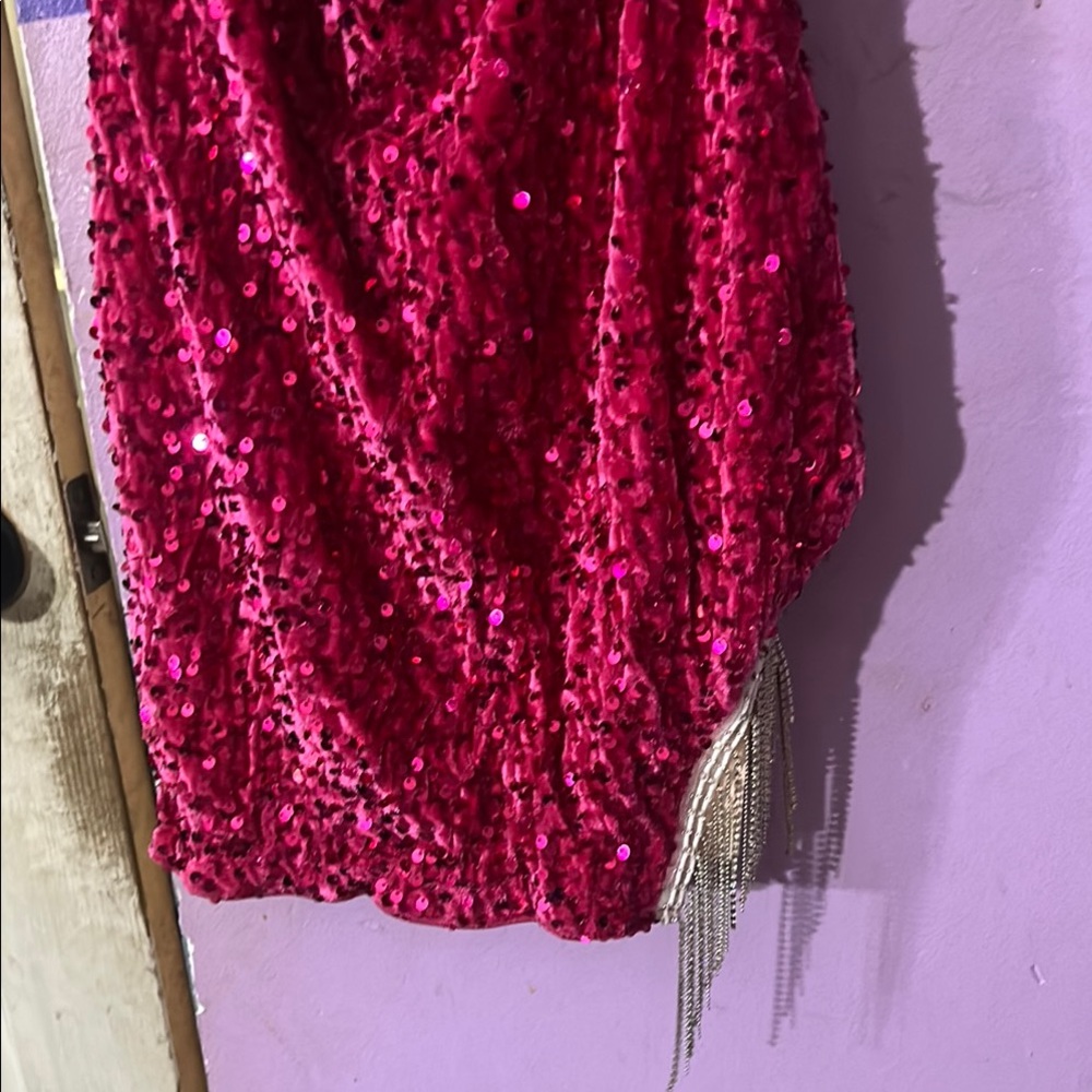 SHEIN Pink Sequin Bubble Mini Skirt